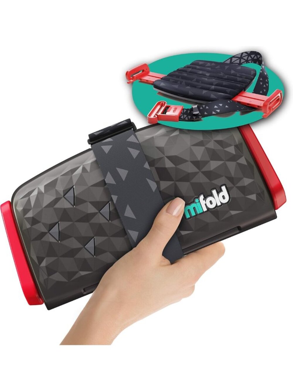 Compact Portable Backless Booster Seat - Travel-Friendly, Carpooling, Charcoal